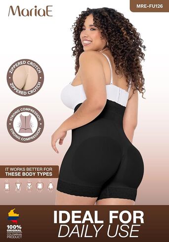 MARIAE FC304 Colombian Daily Use Mid-Thigh Strapless Faja Colombiana Shapewear Bodysuit in Kuwait