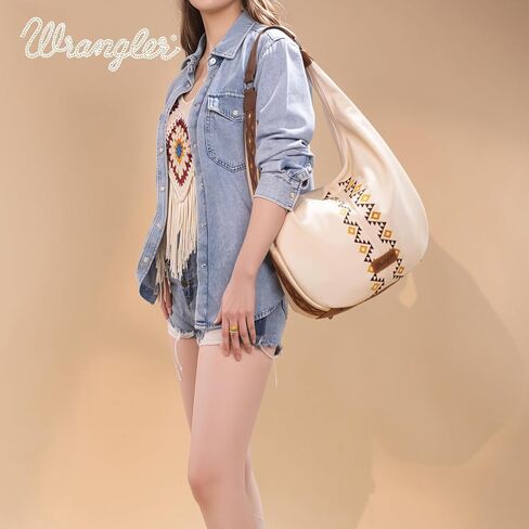 أكياس Wrangler الكبيرة المتوترة للنساء الغربية الأزتيك المارايك كيس الكتف مع سستة in Saudi Arabia