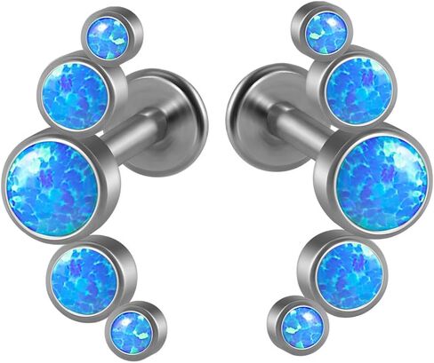2pcs G23 Titanium Fire Opal CZ Labret Percing Cratilage Tragus Orrings Helix Lip Monroe Body Bodic in Kuwait