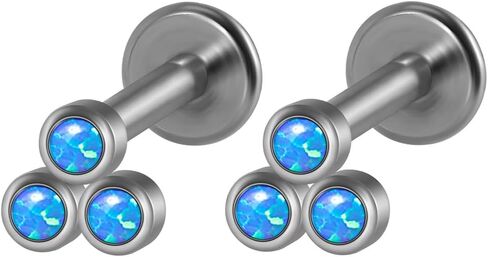 2pcs G23 Titanium Fire Opal CZ Labret Percing Cratilage Tragus Orrings Helix Lip Monroe Body Bodic in Kuwait