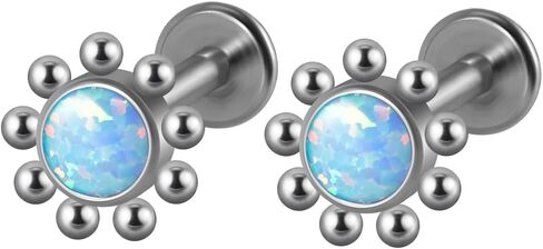 2pcs G23 Titanium Fire Opal CZ Labret Percing Cratilage Tragus Orrings Helix Lip Monroe Body Bodic in Kuwait