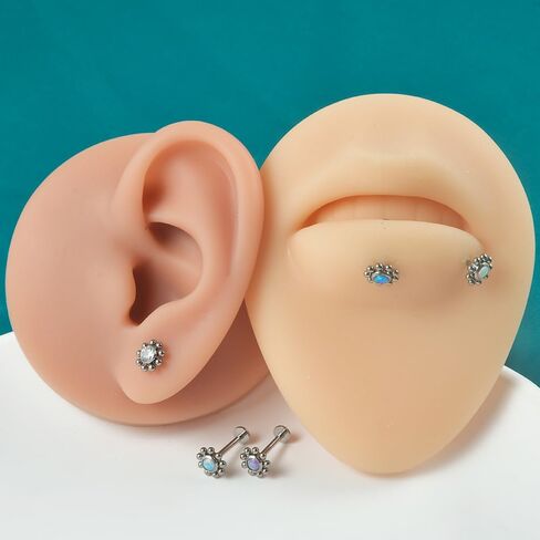 2pcs G23 Titanium Fire Opal CZ Labret Percing Cratilage Tragus Orrings Helix Lip Monroe Body Bodic in Kuwait