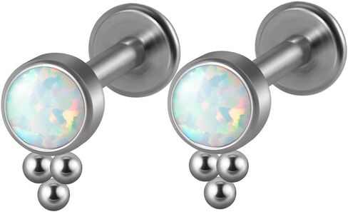 2pcs G23 Titanium Fire Opal CZ Labret Percing Cratilage Tragus Orrings Helix Lip Monroe Body Bodic in Kuwait