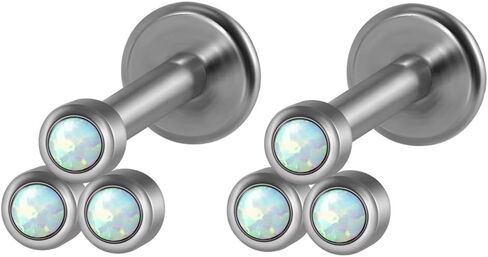 2pcs G23 Titanium Fire Opal CZ Labret Percing Cratilage Tragus Orrings Helix Lip Monroe Body Bodic in Kuwait