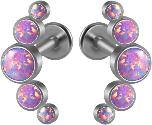 2pcs G23 Titanium Fire Opal CZ Labret Percing Cratilage Tragus Orrings Helix Lip Monroe Body Bodic in Kuwait