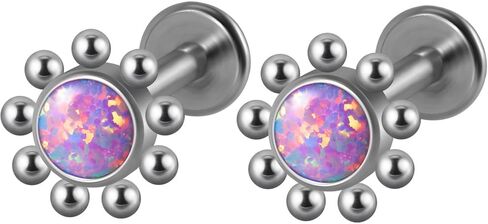 2pcs G23 Titanium Fire Opal CZ Labret Percing Cratilage Tragus Orrings Helix Lip Monroe Body Bodic in Kuwait