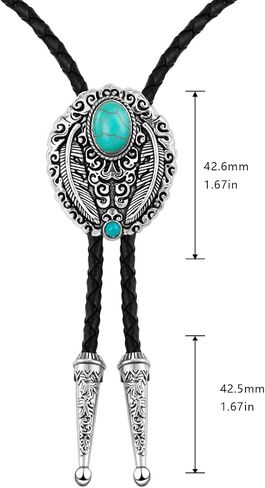 LAXPICOL Vintage Turquoise Stone Bolo Tie For Men Western Cowboy Oval Cool Retro Bola Tie Necktie in Saudi Arabia