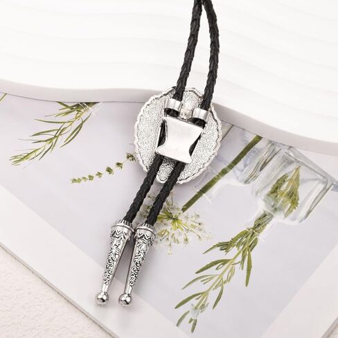 LAXPICOL Vintage Turquoise Stone Bolo Tie For Men Western Cowboy Oval Cool Retro Bola Tie Necktie in Saudi Arabia