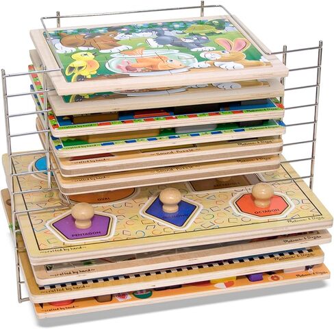 Melissa & Doug Puzzle Storage Rack - Wire Rack Holds 12 Puzzles - Puzzle Rack Organizer, Puzzle Holder Rack For Kids in Saudi Arabia