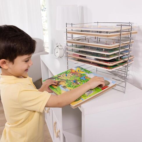 Melissa & Doug Puzzle Storage Rack - Wire Rack Holds 12 Puzzles - Puzzle Rack Organizer, Puzzle Holder Rack For Kids in Saudi Arabia