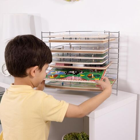 Melissa & Doug Puzzle Storage Rack - Wire Rack Holds 12 Puzzles - Puzzle Rack Organizer, Puzzle Holder Rack For Kids in Saudi Arabia