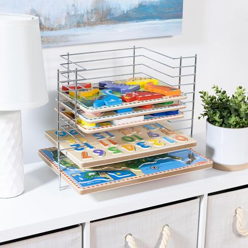 Melissa & Doug Puzzle Storage Rack - Wire Rack Holds 12 Puzzles - Puzzle Rack Organizer, Puzzle Holder Rack For Kids in Saudi Arabia