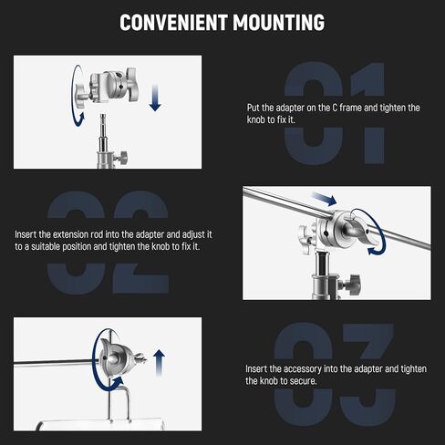 Neewer Multi Functional Heavy Duty 2.5-inch Grip Head Swivel Head Holder Mounting Adapter for Light Stand, Extension Boom Arm and Other Photographic Equipment with 1/2,1/4,3/8,5/8-inch Mount (Black) in Saudi Arabia