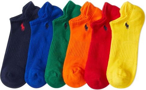 POLO RALPH LAUREN Mens Classic Sport Repreve Socks 6 Pair Pack - Arch Support And Comfort Cushioning Solid Bright Low Cut, Multi-colored, 6-12.5 US in Saudi Arabia