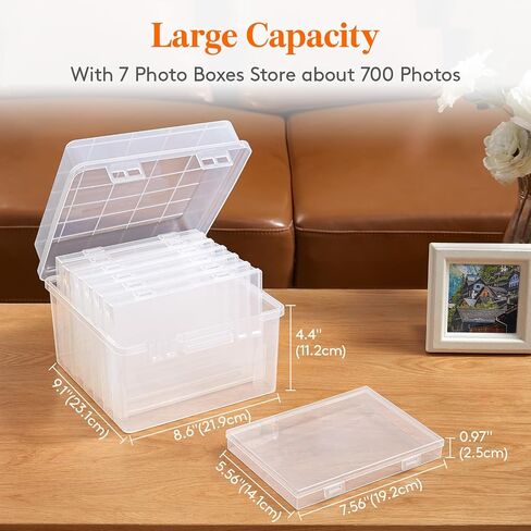 Lifewit Photo Storage Box 5x7 Photo Case, 9 Inner Photo Keeper, Clear Photo Boxes Storage, Seed Organizer Craft Storage Box for Cards Pictures Stamps Office Supplies with 1 Sheet Label Sticker in Saudi Arabia