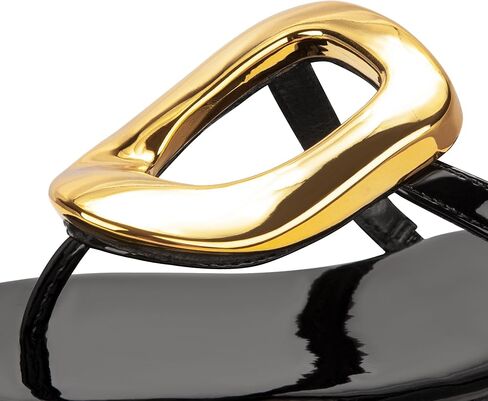 PARTY Square Toe Flip Flops Women,Fashion Designer Thong Sandals with Gold Buckle Trendy Summer Comfort Flat Sandals in Saudi Arabia
