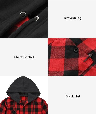 Zity 3 Pack Men Flannel Hoodie قمصان طويلة الأكمام الطويلة الزر خمر أسفل سترة قميص منقوشة مع جيب in Saudi Arabia