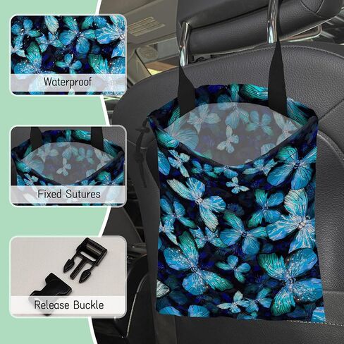 White Daisy Car Garbage Bag,Waterproof Small Car Trash Bag Hanging Back of Seat,Drawstring Hanging Car Trash Bag with Adjustable Buckle for Car Accessories in Saudi Arabia