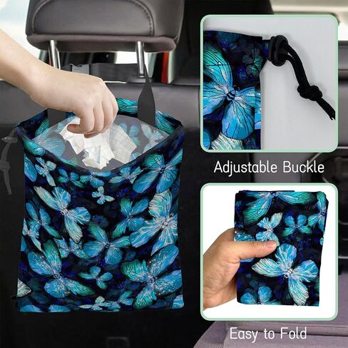 White Daisy Car Garbage Bag,Waterproof Small Car Trash Bag Hanging Back of Seat,Drawstring Hanging Car Trash Bag with Adjustable Buckle for Car Accessories in Saudi Arabia