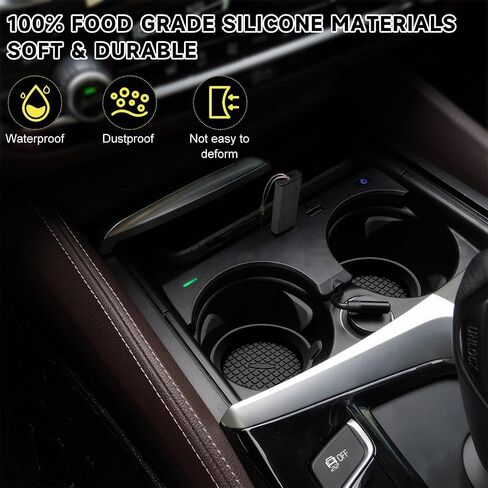 2 PCS Car Cup Coaster, 2.75 Inch Silicone Non-Slip Auto Cup Holder Insert Coasters, Universal Recessed Drink Cup Mat for Most Vehicles, Interior Decor Car Accessories (Black) in Kuwait