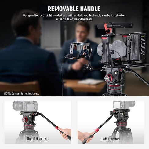 NEEWER 74" Pro Video Tripod with Fluid Head, All Metal Heavy Duty QR Plate Compatible with DJI RS Gimbals Manfrotto, Flexible 360° Pan&+90°/-75° Tilt with Adjustable Damping Max Load 22lb/10kg, TP75 in Saudi Arabia