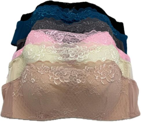 6 Pieces Women's Wired Basic Plain Light Regular Padding Everyday Bra in Kuwait