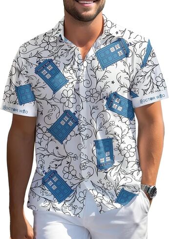 99TIMORO أفلام أمريكية تحت عنوان قميص هاواي ، والخيال العلمي والخيال مستوحى من الأكمام قصيرة الأكمام in Kuwait