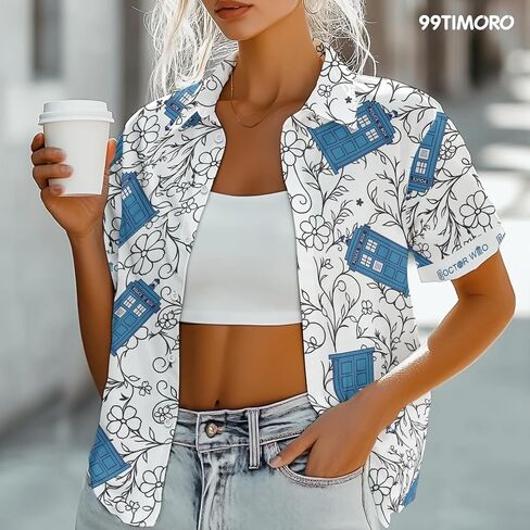 99TIMORO أفلام أمريكية تحت عنوان قميص هاواي ، والخيال العلمي والخيال مستوحى من الأكمام قصيرة الأكمام in Kuwait