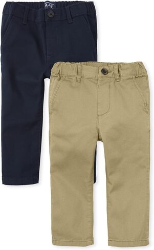 The Children's Place Baby Boys' and Toddler Stretch Skinny Chino Pants, New Navy 2-Pack, 4T in Kuwait