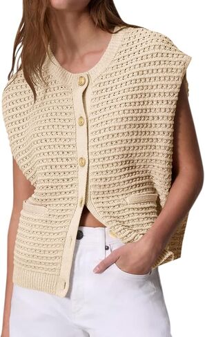 Saodimallsu Womens Cap Sleeve سترة سترة كروشيه زر in Kuwait