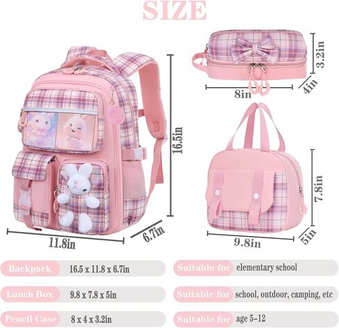 Girls Backpack Set,Cute Kids School Backpack For Girls,Childrens Schoolbag For Elementary Primary in Kuwait
