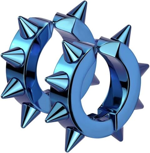 Aloha Earrings Spike Lined Clip On Non-Piercing Huggie Hoop Earrings in Kuwait