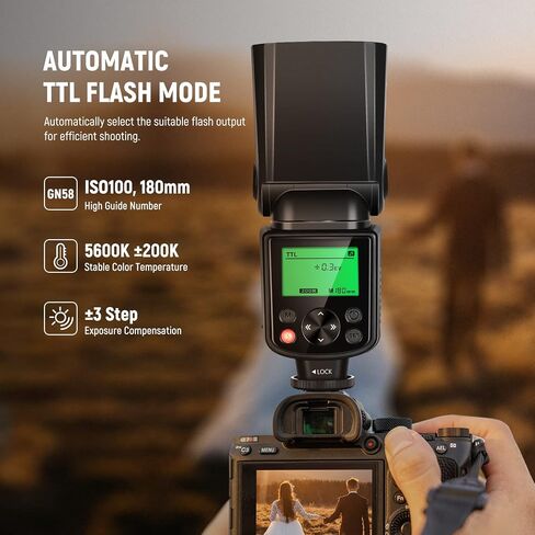 Neewer NW-670 TTL Flash Speedlite with LCD Display for Canon 7D Mark II, 5D Mark II III, IV,1300D, 1200D, 1100D, 750D, 700D, 650D, 600D, 550D, 500D, 100D, 80D, 70D, 60D and Other Canon DSLR Cameras in Saudi Arabia