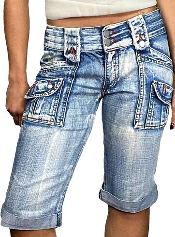 الجينز Capri Capri Capri's Capri's Mid Phercedy Sumpty Sumpty Skinny Wash Flap Pocket Denim in Kuwait