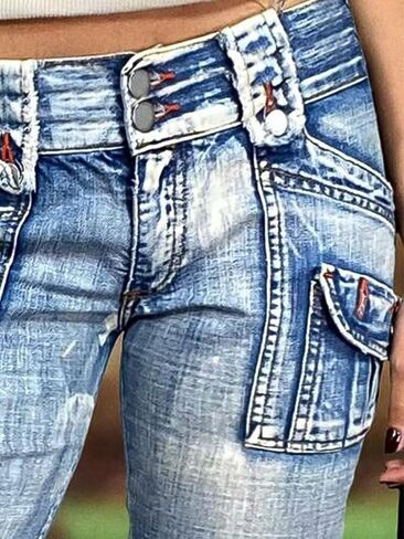 الجينز Capri Capri Capri's Capri's Mid Phercedy Sumpty Sumpty Skinny Wash Flap Pocket Denim in Kuwait