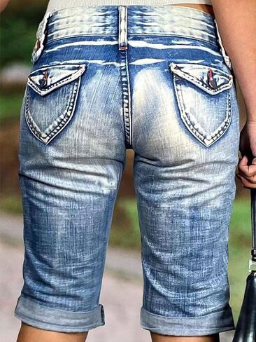 الجينز Capri Capri Capri's Capri's Mid Phercedy Sumpty Sumpty Skinny Wash Flap Pocket Denim in Kuwait