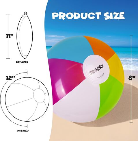 12-Pack Neon Inflatable Beach Balls Bulk for Kids & Adults I Inflatable Pool Party Favors Swimming Pool Toys I Kids Beach Toys for Beach Games I Kids Summer Toys Water Balls I Toddler Pool Toys Set in Saudi Arabia