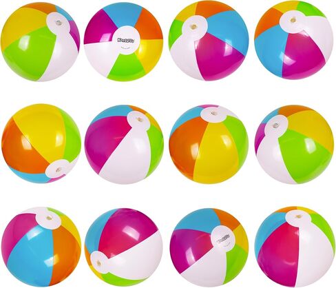 12-Pack Neon Inflatable Beach Balls Bulk for Kids & Adults I Inflatable Pool Party Favors Swimming Pool Toys I Kids Beach Toys for Beach Games I Kids Summer Toys Water Balls I Toddler Pool Toys Set in Saudi Arabia
