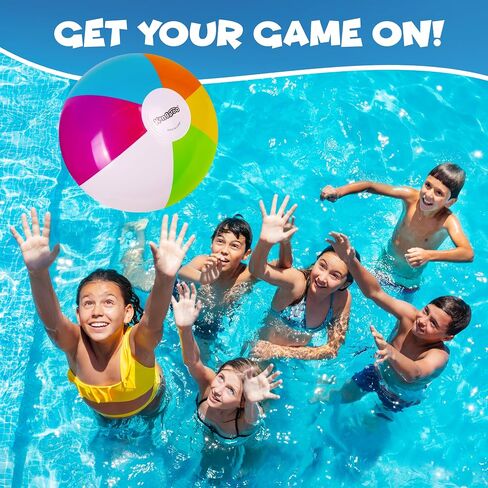 12-Pack Neon Inflatable Beach Balls Bulk for Kids & Adults I Inflatable Pool Party Favors Swimming Pool Toys I Kids Beach Toys for Beach Games I Kids Summer Toys Water Balls I Toddler Pool Toys Set in Saudi Arabia