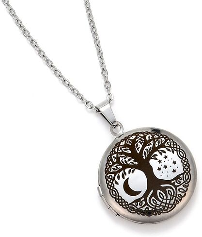 Life Of Tree with Moon and Star Locket Necklace，That Can Holds Pictures Inside Stainless Steel，Celtic Family Tree Pendant for Women in Saudi Arabia