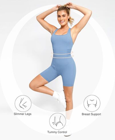 Popilush Shapewear Romper Shorts Romper For Women Bodycon Jumpsuit Workout Romper Racerback in Kuwait