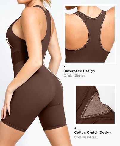 Popilush Shapewear Romper Shorts Romper For Women Bodycon Jumpsuit Workout Romper Racerback in Kuwait
