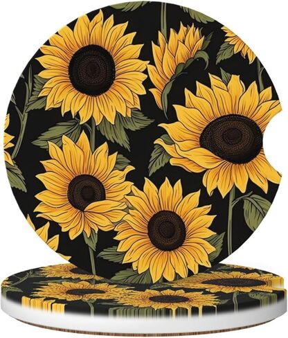 Car Coasters for Cup Holders, 2 Pack Absorbent Ceramics Anti Slip Universal 2.56 Inch Car Cup Coaster for Women Men, Car Interior Accessories - Black Grey Leopard Cheetah Print in Kuwait