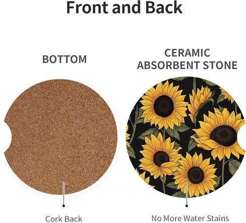 Car Coasters for Cup Holders, 2 Pack Absorbent Ceramics Anti Slip Universal 2.56 Inch Car Cup Coaster for Women Men, Car Interior Accessories - Black Grey Leopard Cheetah Print in Kuwait