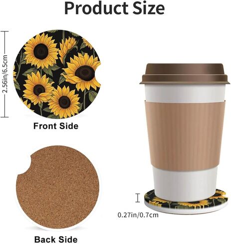 Car Coasters for Cup Holders, 2 Pack Absorbent Ceramics Anti Slip Universal 2.56 Inch Car Cup Coaster for Women Men, Car Interior Accessories - Black Grey Leopard Cheetah Print in Kuwait