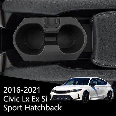Cup Holder Insert, Compatible with Honda Civic Cup Holder 2016-2021 Lx Ex Si Sport Hatchback Center Console Drink Bottle Holder Insert 83446-TBA-A01ZA (Black) in Saudi Arabia