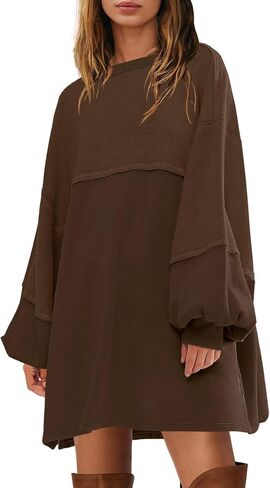 Yanekop Womens sweatshirt swatshirt sweatshirts tunic tunic crewneck long sweve spring pullover tops side sfid in Kuwait