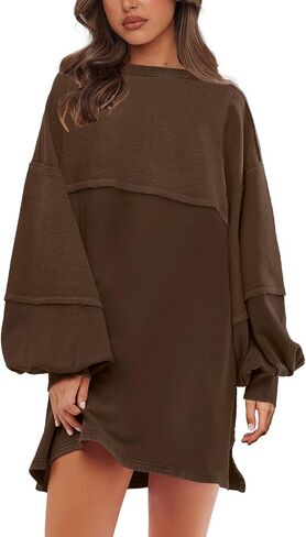 Yanekop Womens sweatshirt swatshirt sweatshirts tunic tunic crewneck long sweve spring pullover tops side sfid in Kuwait