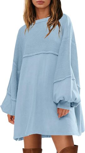 Yanekop Womens sweatshirt swatshirt sweatshirts tunic tunic crewneck long sweve spring pullover tops side sfid in Kuwait