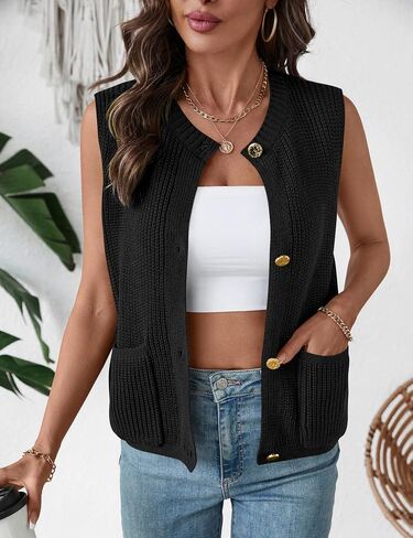Luyaa Womensless Sweater Sweater سترة كروشيه زر مكتنزة أسفل سترة كارديجان قمم 2025 ملابس الصيف العادية in Kuwait
